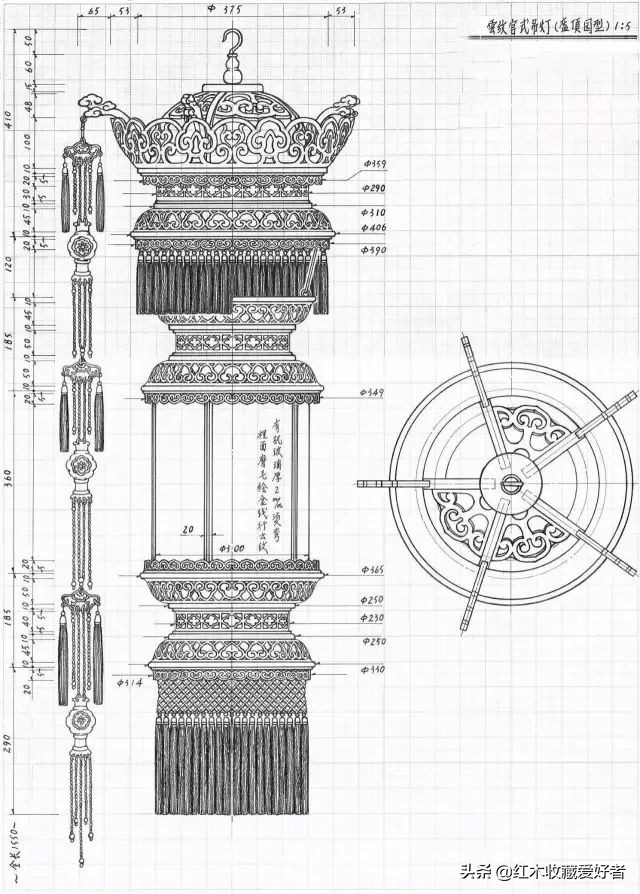 中国传统家具手绘三视图,古典家具设计图纸