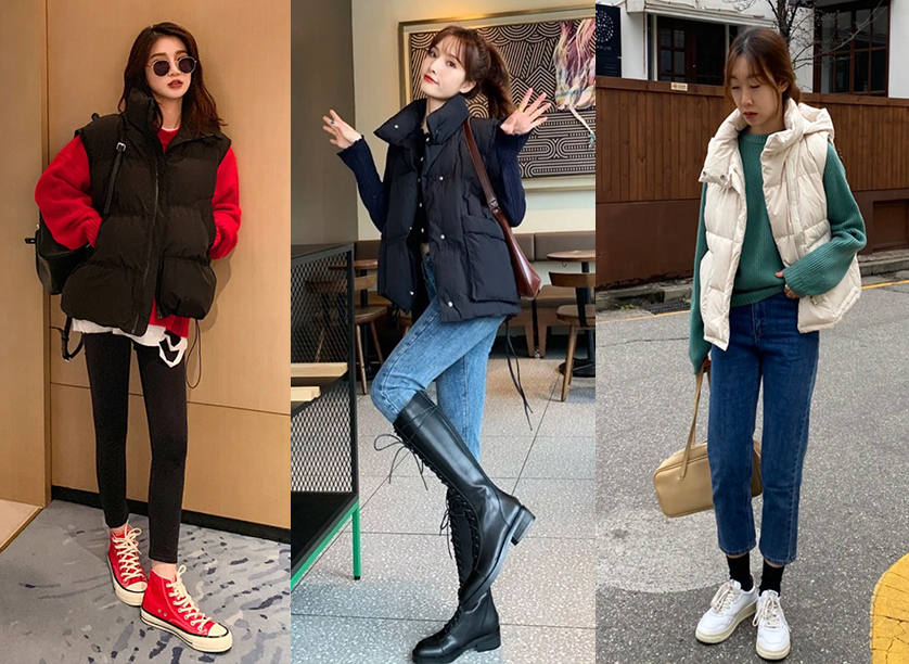 冬季无帽羽绒服马甲外穿搭配,马甲外套穿搭冬季羽绒个性潮流