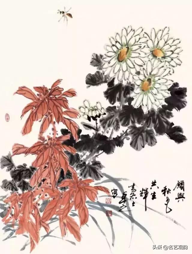 写意菊花小品国画大全,国画写意菊花和螃蟹