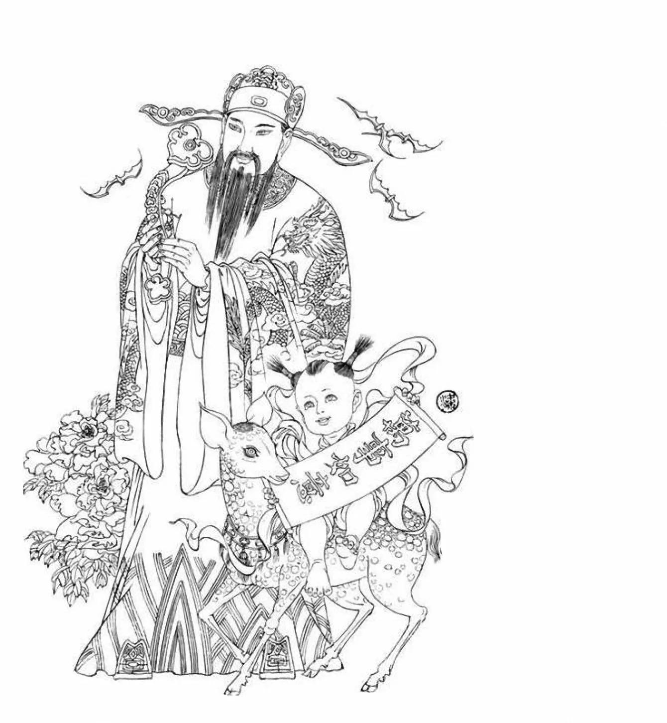 图谱神话人物工笔画白描,国画工笔人物白描图片大全大图