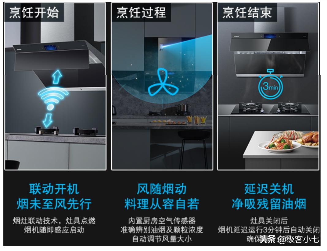 西门子展翼油烟机挥手感应,西门子智能油烟机