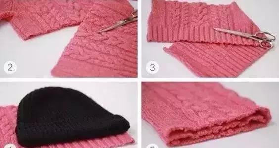 旧毛衣手工针织帽,旧毛衣改袜子帽子手套