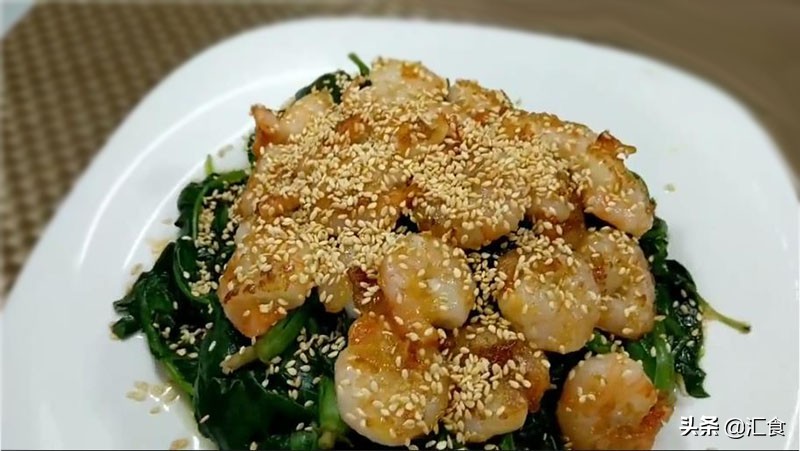 菠菜芝麻虾做法,菠菜虾最好吃的做法