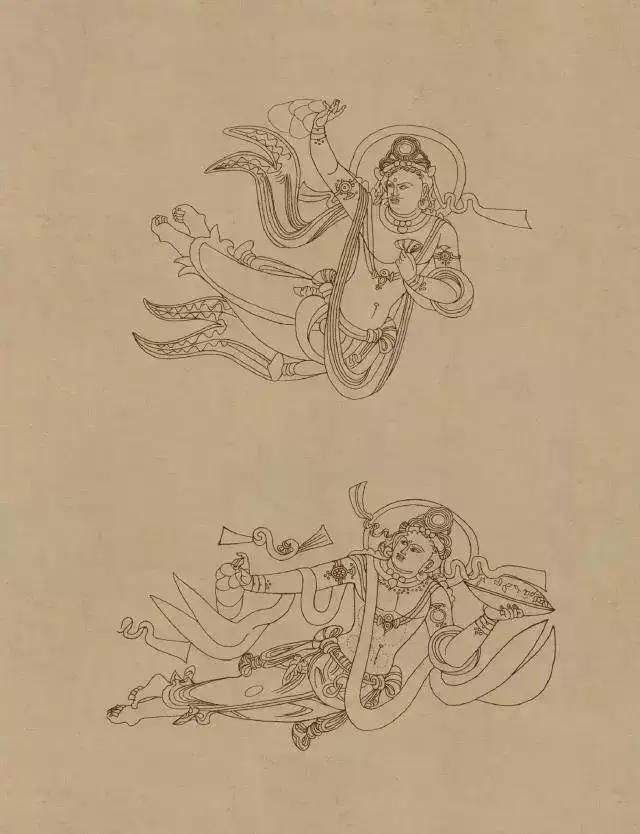 敦煌画线稿描摹,敦煌壁画白描勾线教程