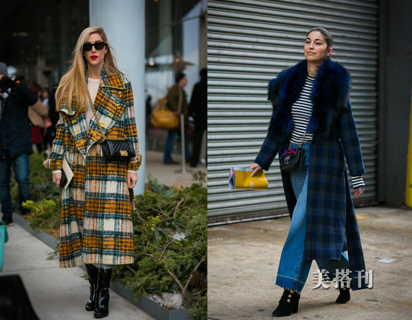 时尚咖色大衣的穿衣搭配,秋冬咖色格子大衣穿搭