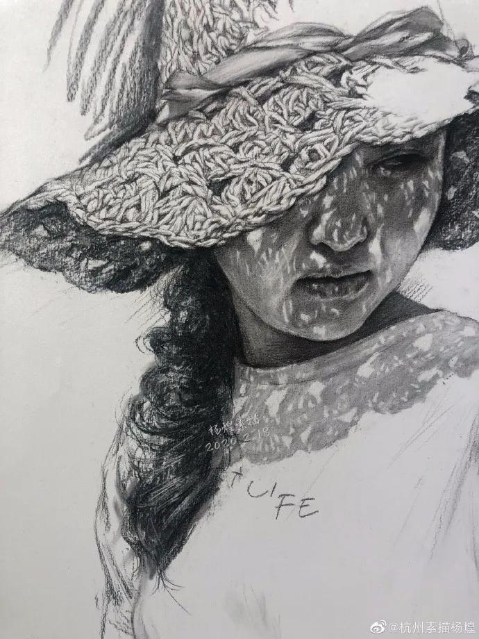 他笔下的女子油画细腻唯美,古典美女画唯美古风素描