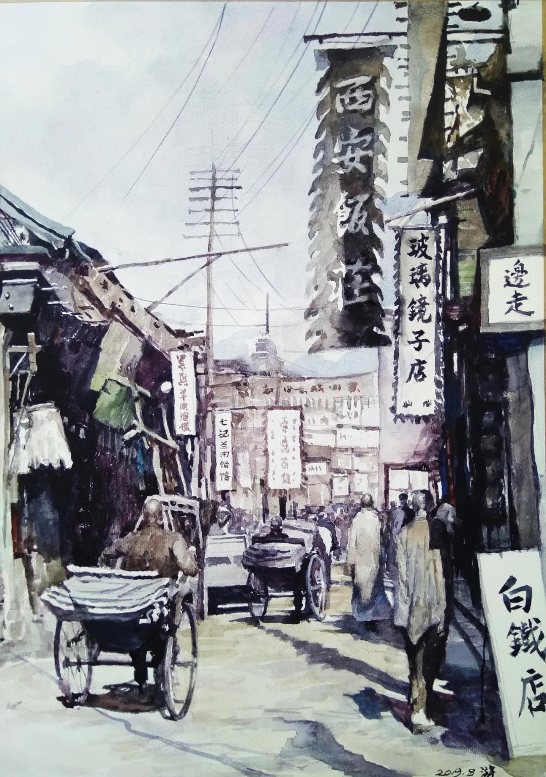 西安大美古城老照片,大美三秦中的陕西名胜古迹的手绘