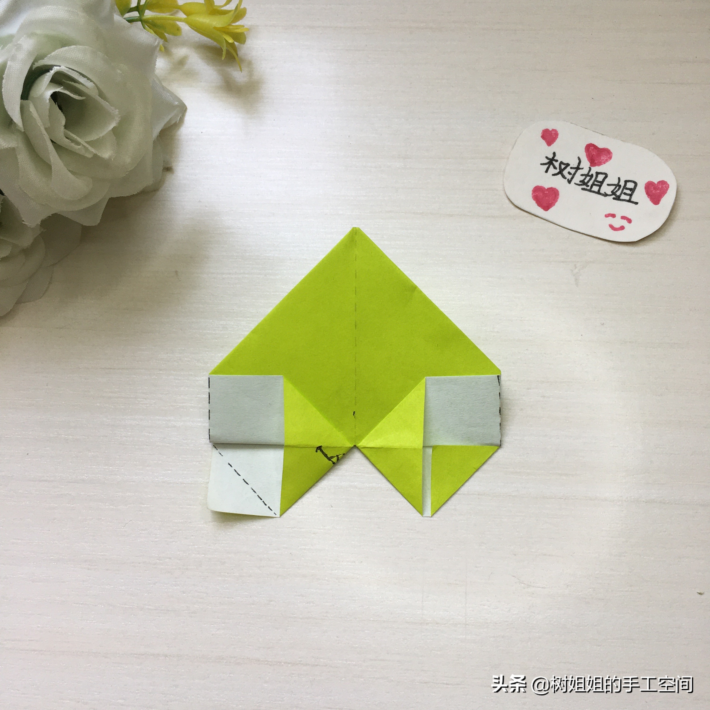 实用好看的书签折纸教程,折纸爱心书签大正方形纸