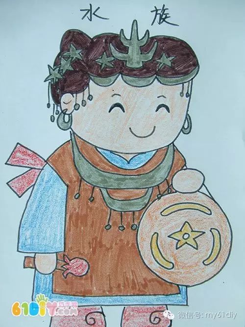 彩色少数民族儿童简笔画图片大全,五十六个民族简笔画卡通