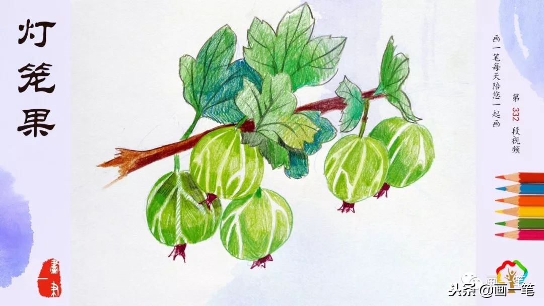 彩铅画水果桃,彩铅画画芒果