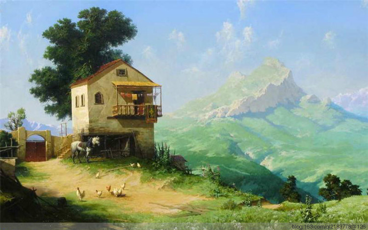 俄罗斯画家画水风景,俄罗斯远山风景油画100幅