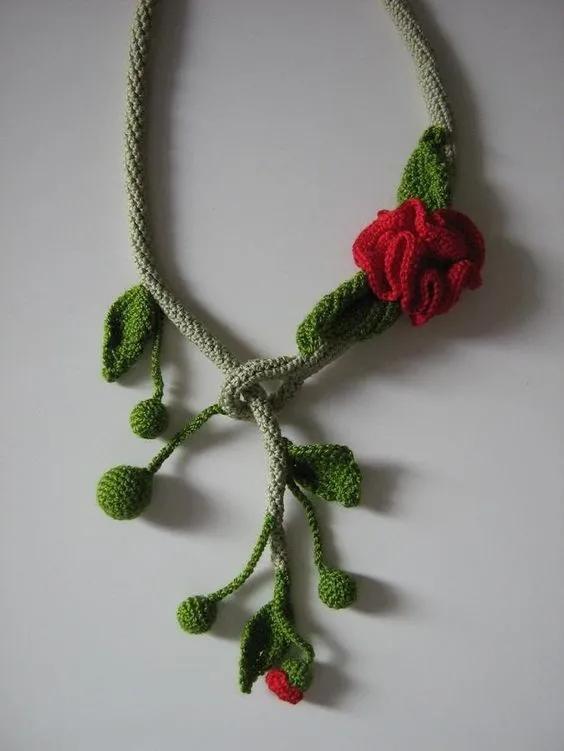 毛线钩织项链配饰教程,毛线钩织各种款式项链视频教程