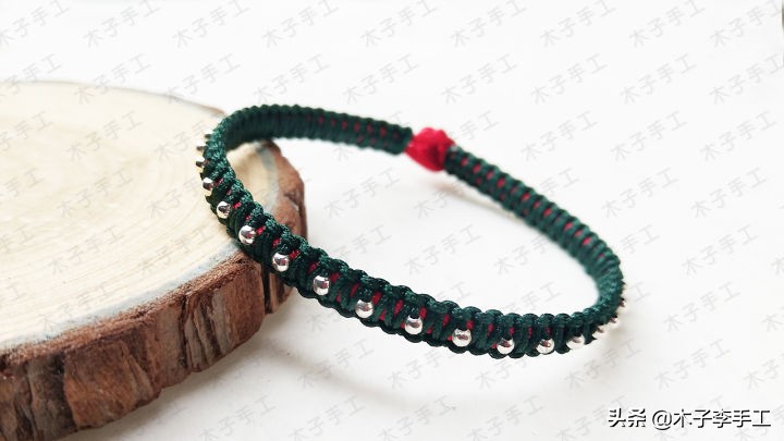 双向平结手链收尾串珠,花样平结串珠手链编织