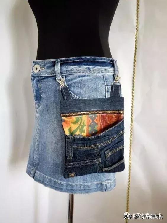 牛仔裤旧物改造手工制作小学生,废旧牛仔裤各种改造图解