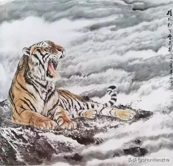 工笔老虎技法教学视频,工笔老虎胸毛的撕毛法