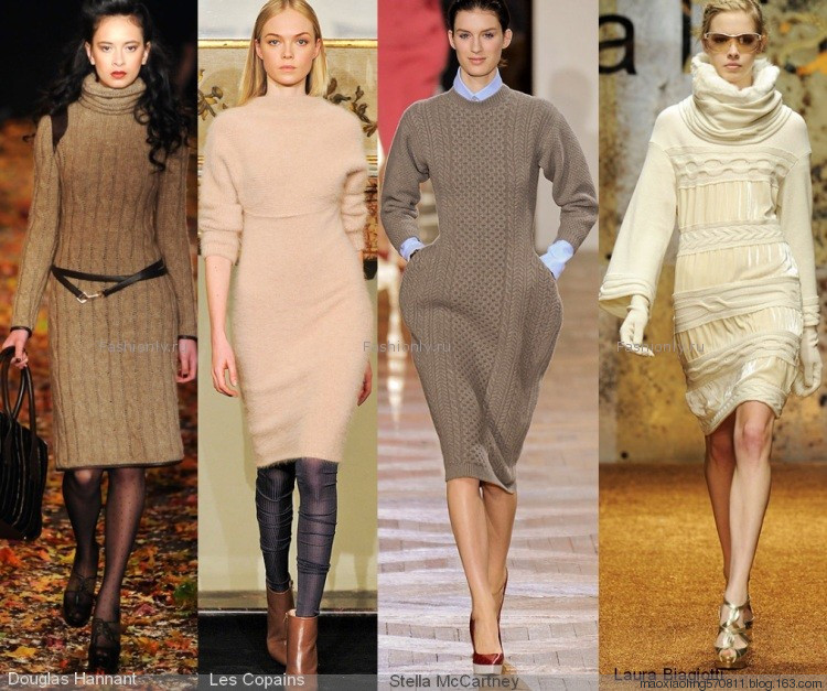 针织毛线连衣裙秋冬高级感,棒针连衣裙花样