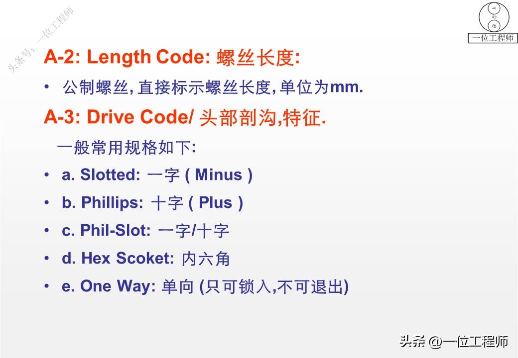 螺钉各部位名称及图片,如何将不同种类的螺钉分类