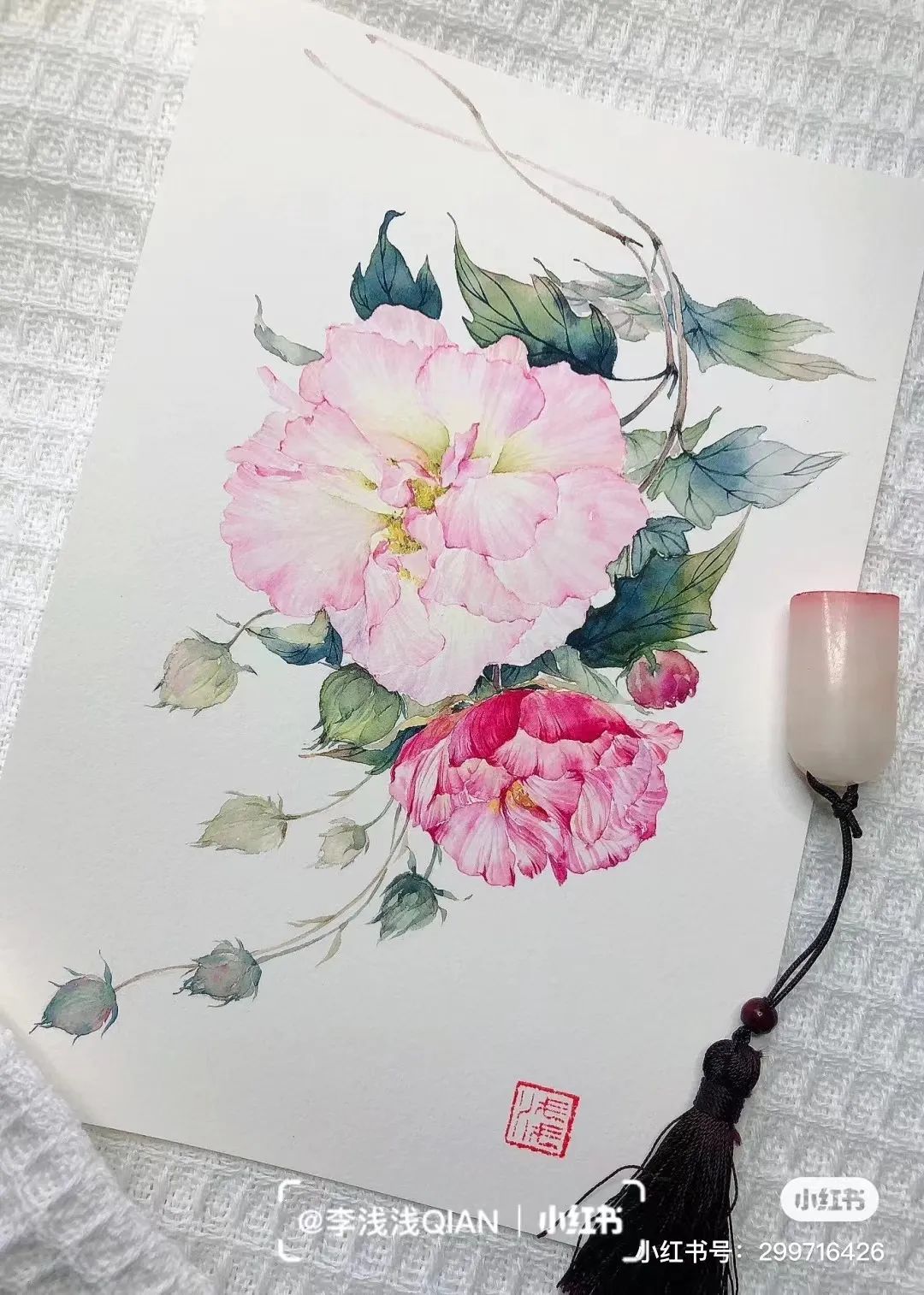 水彩中国风风景简单,古风水彩花卉简单又好看