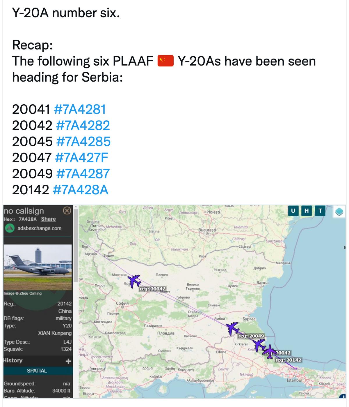 运20飞塞尔维亚护航编队,油管运20机群塞尔维亚