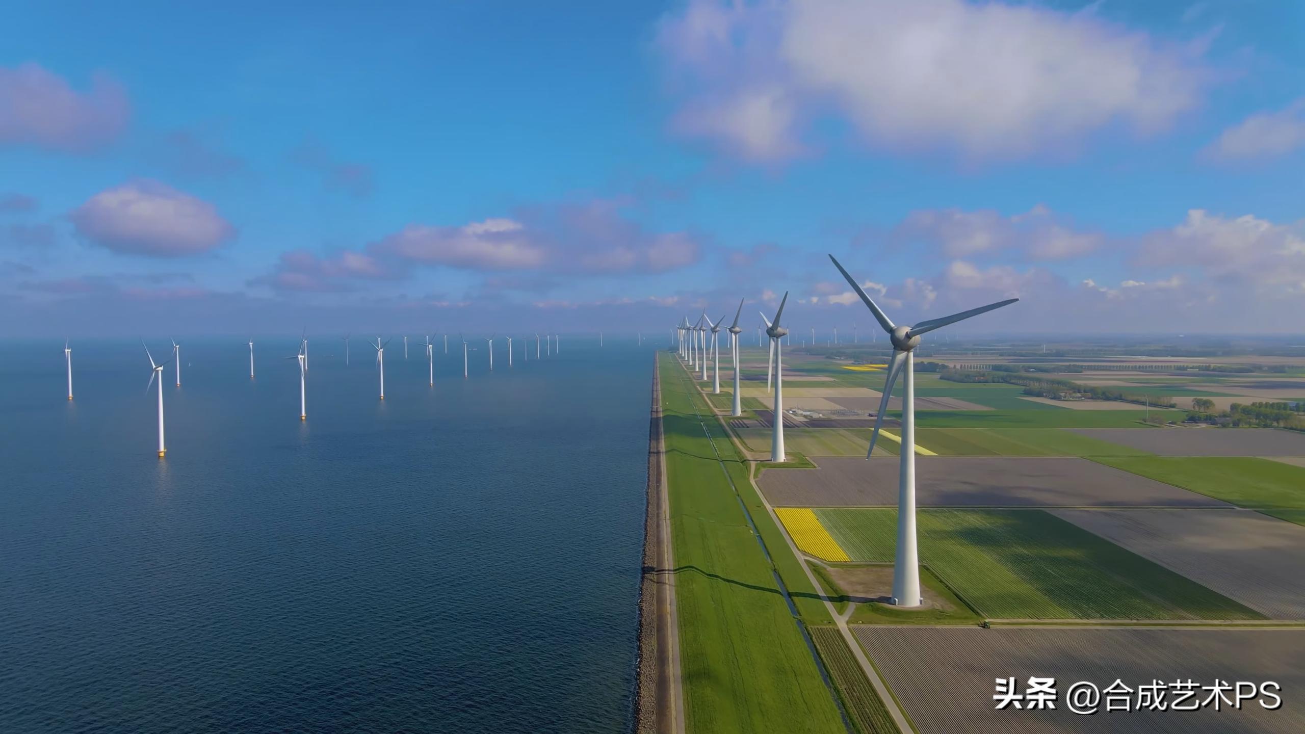 风车王国荷兰,荷兰田野中的风车