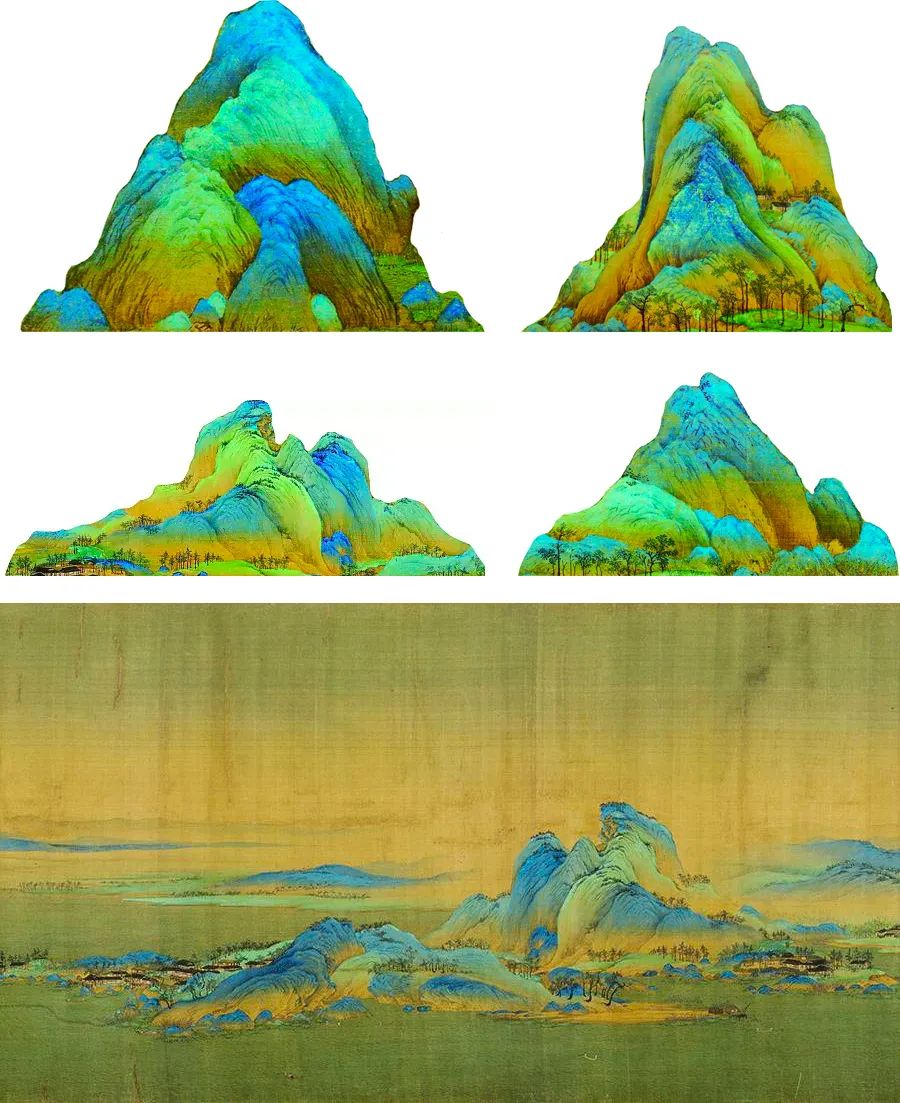 用油画棒模仿千里江山图,青绿山水千里江山图油画棒