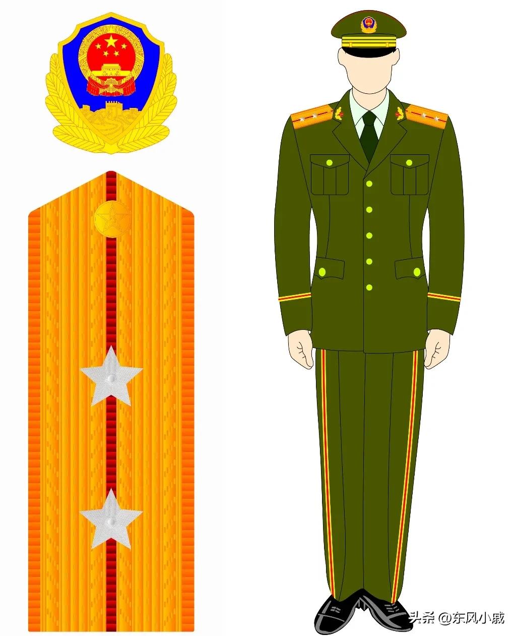 99式*警武**部队警衔，颜值最在线的一套军衔和军服