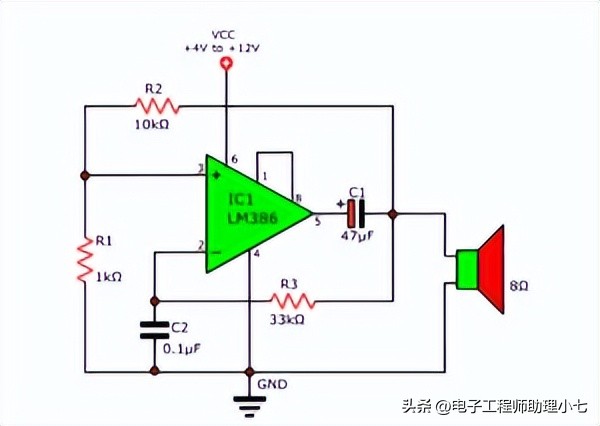 lm386音频放大电路图讲解,lm386音频功放电路工作原理