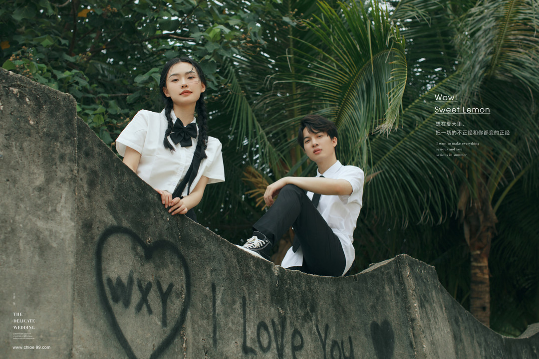 这回拿的是偶像剧男女主剧本，高甜剧情式婚纱照