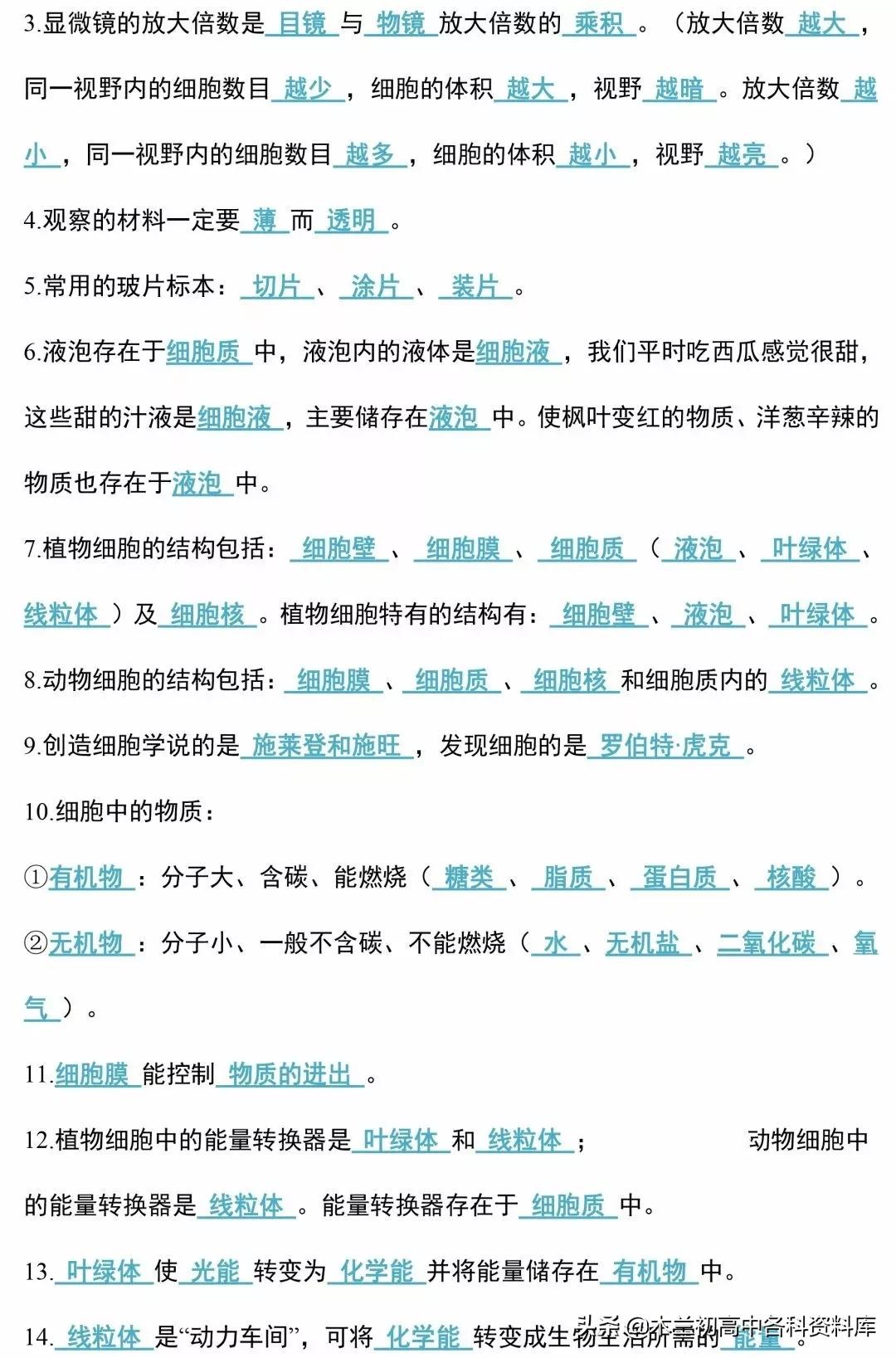 生物会考总复习知识要点,生物会考必背知识考点完整版