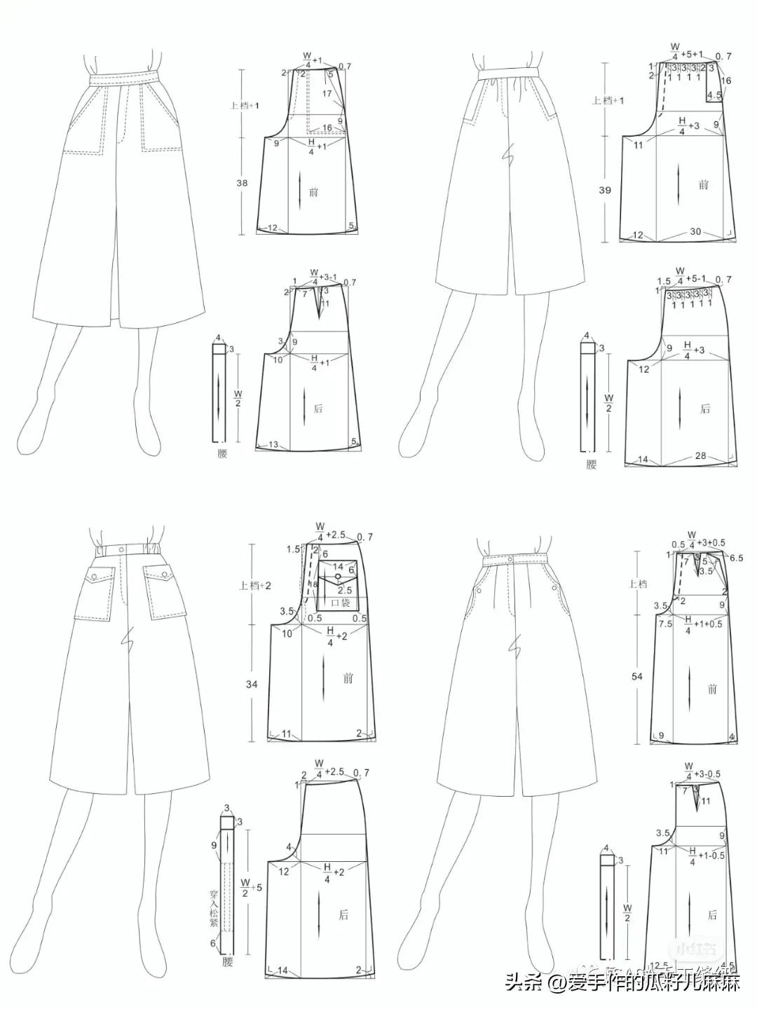 短裙改裙裤最简单的裁剪方法,松紧腰裙裤的裁剪方法和制作