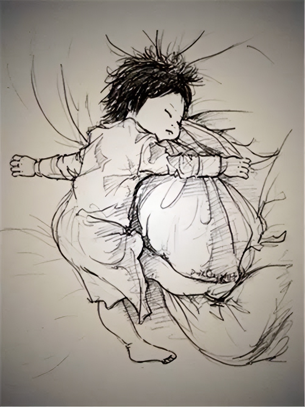 【治愈系】爸比把她睡觉的样子全画出来了......