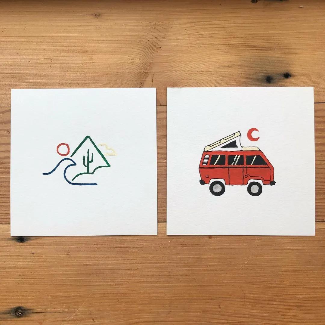 三分钟儿童春天风景简笔画马克笔,海边椰树风景简笔画图片大全