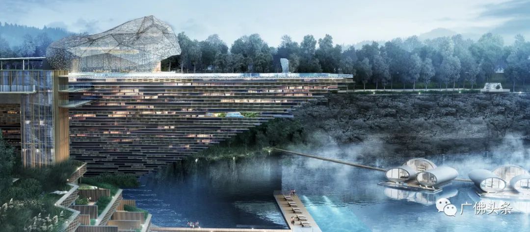 动工！佛山悬崖深潭边建“巨石”地标酒店，视觉震撼，有漂浮泳池……