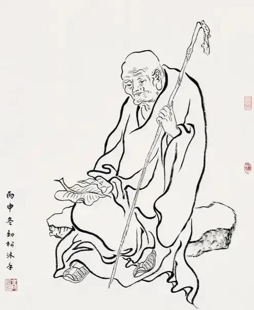 工笔白描罗汉图这线条美绝了,罗汉佛工笔白描图片