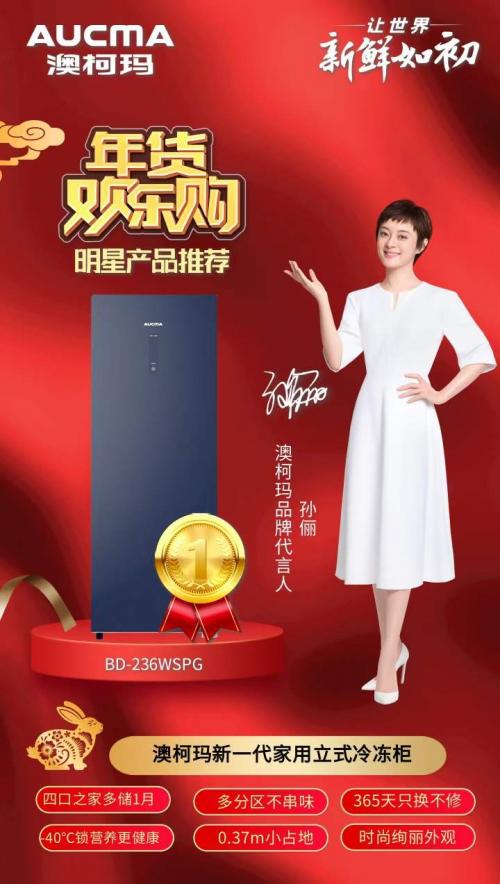 冷柜焕新季就选澳柯玛立式冷柜,孙俪代言澳柯玛高清照片