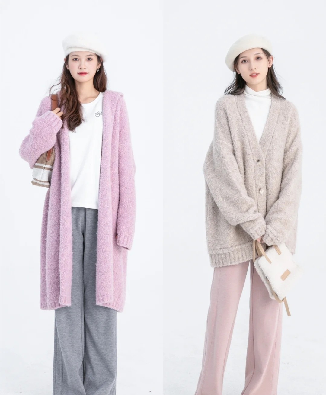 粉色系修身显瘦的穿搭女春秋,裸粉色显白又显嫩这样穿避免土气