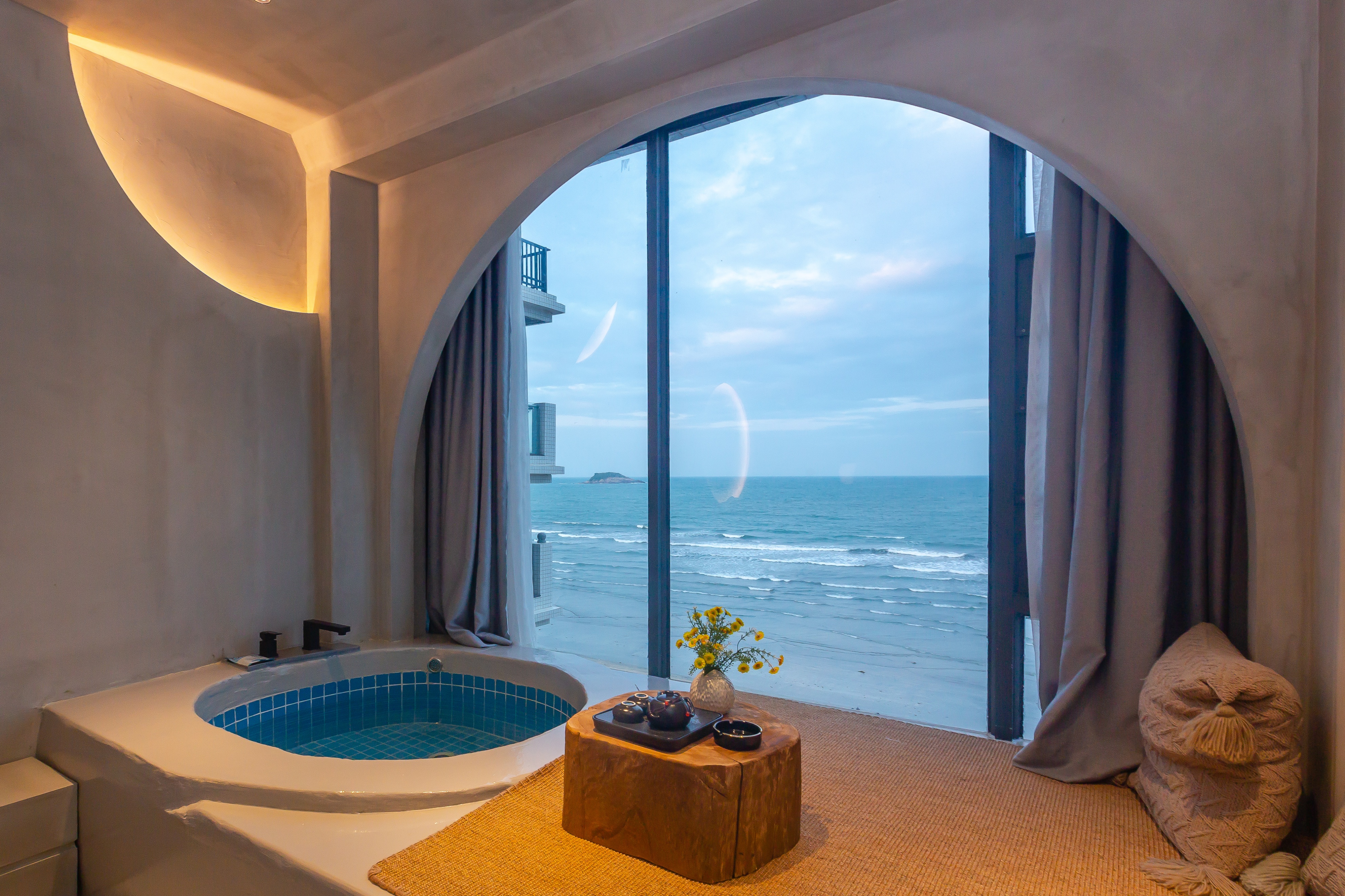 双月湾带私家泡池的温泉酒店,双月湾海景带泡池客栈推荐