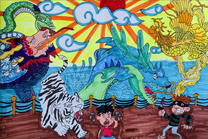 保护未成年人法治主题画,法治保护未成年绘画图文