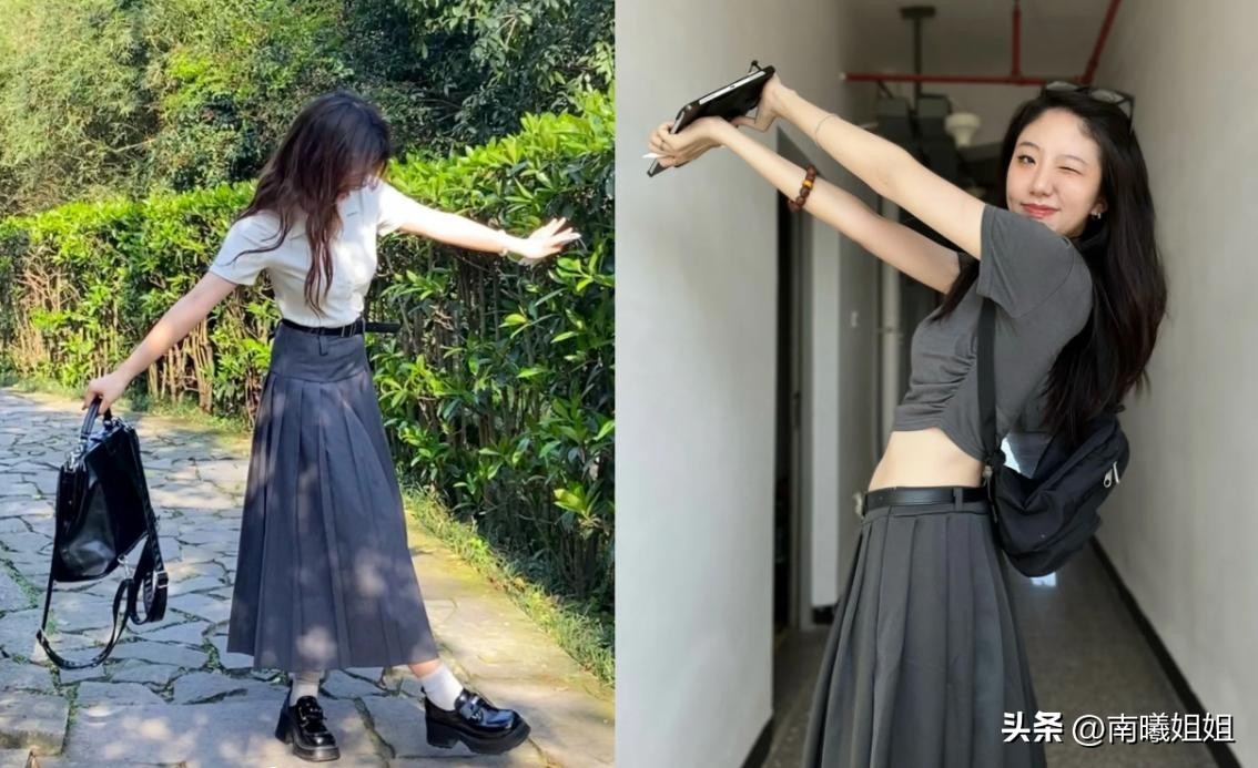 配裙子的平底单鞋时尚减龄,百搭裙子低跟鞋