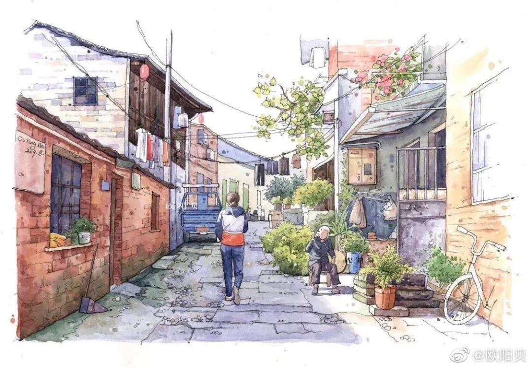 95后女孩画山水画,95后女大学生画山水课堂