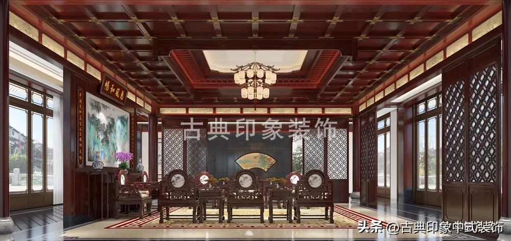 江南风格室内装修设计会所,中式园林会所效果图