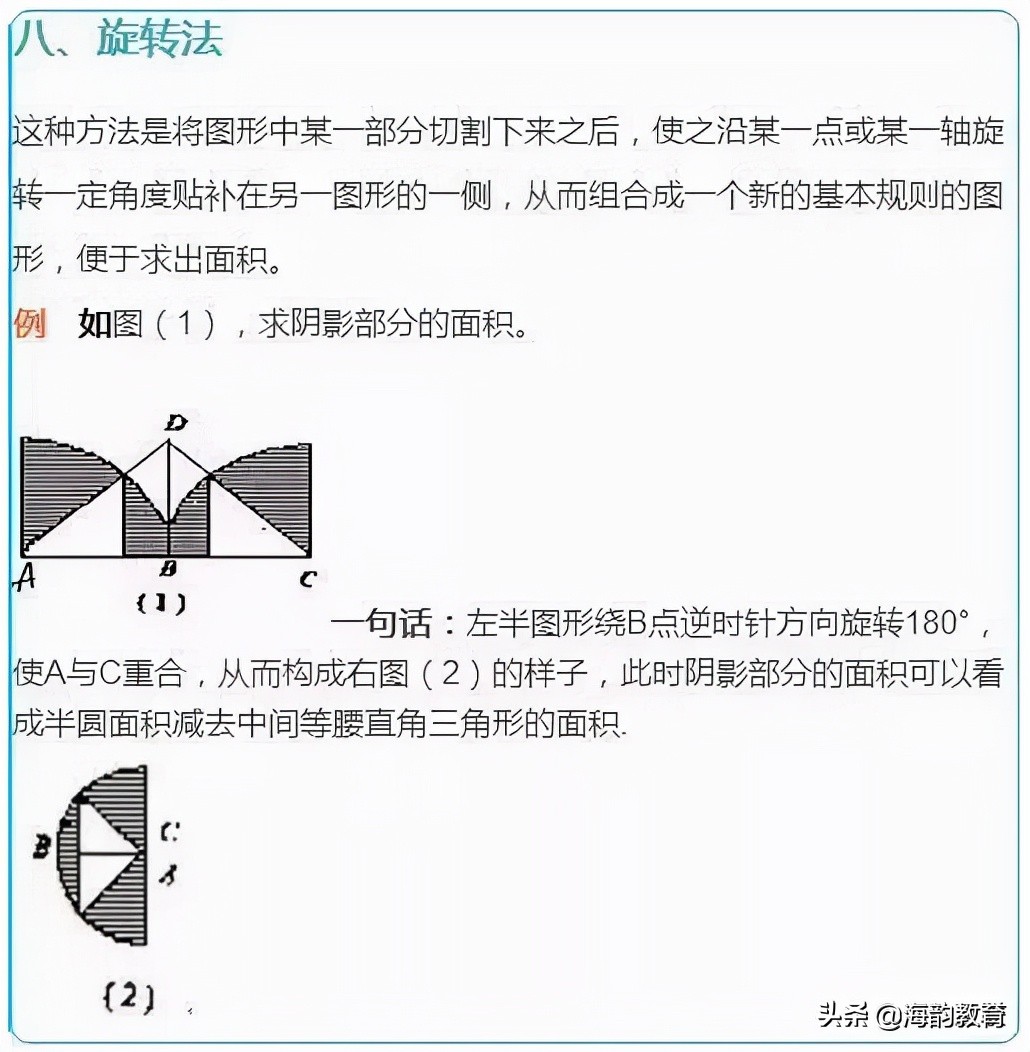 初中图形面积题解题方法,初中数学求面积的经典题型