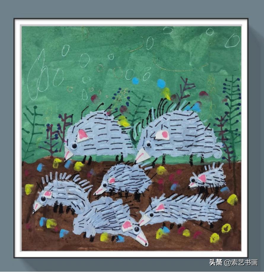 小刺猬创意美术一年级,小刺猬美术作品幼儿