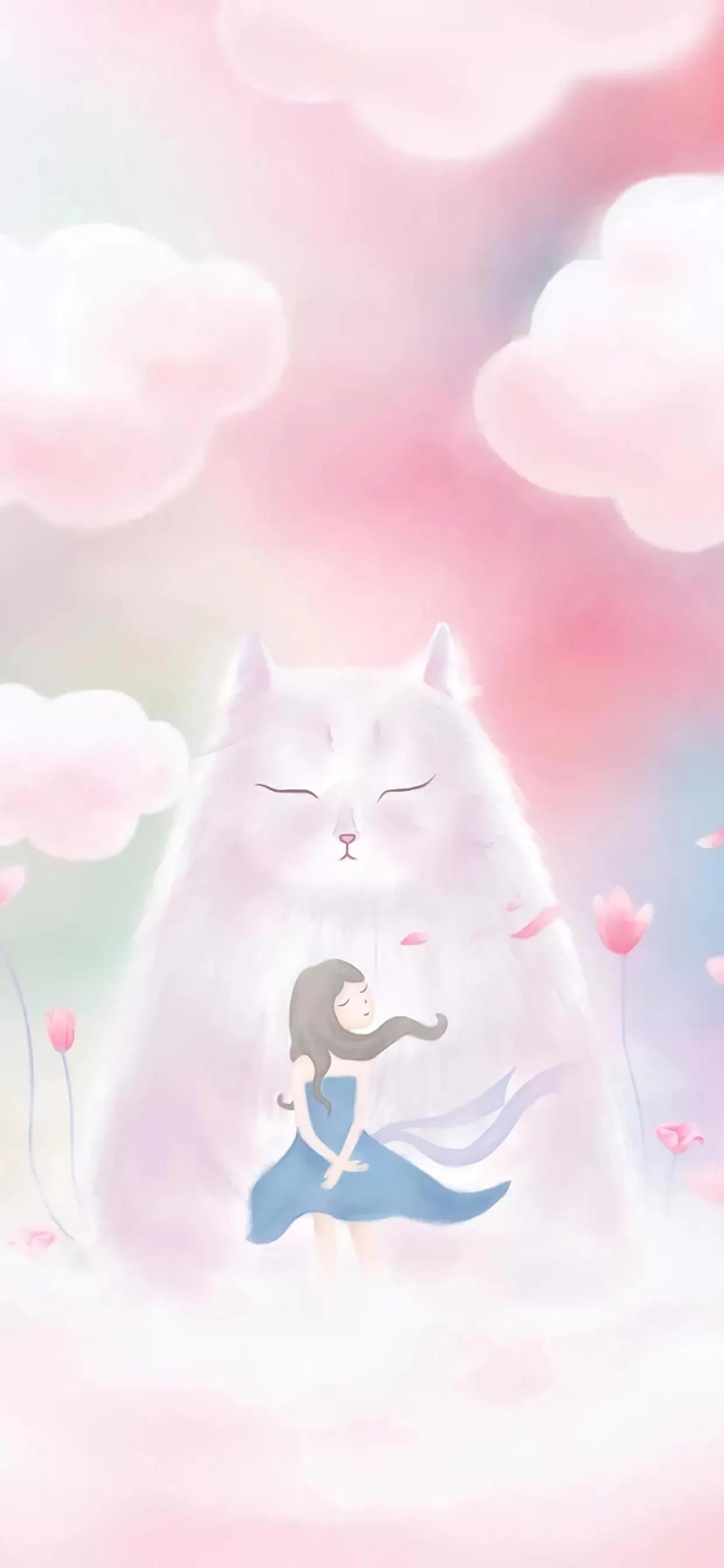 萌图100张可爱壁纸,春日海边小镇壁纸插画