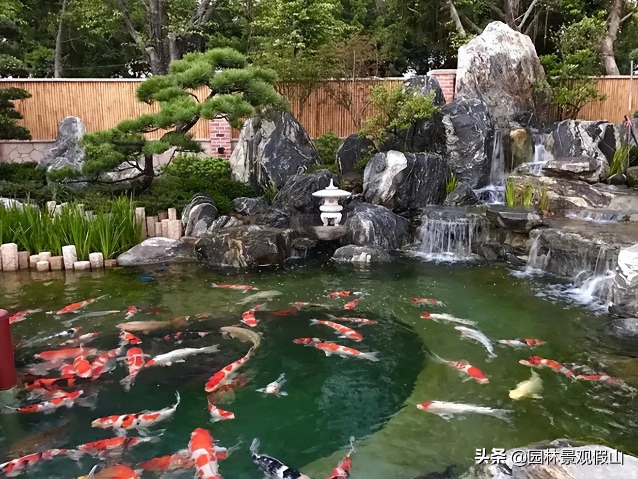 别墅假山鱼池景观,别墅假山设计与营造