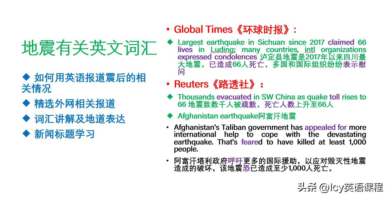 有关地震的报道英语,地震报道英文视频