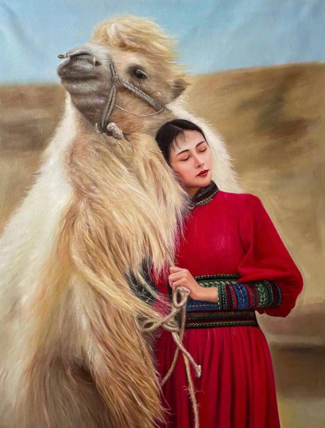 他被誉为唯美写意画派画师，喜欢运用中国红将最美的那一刻画出来