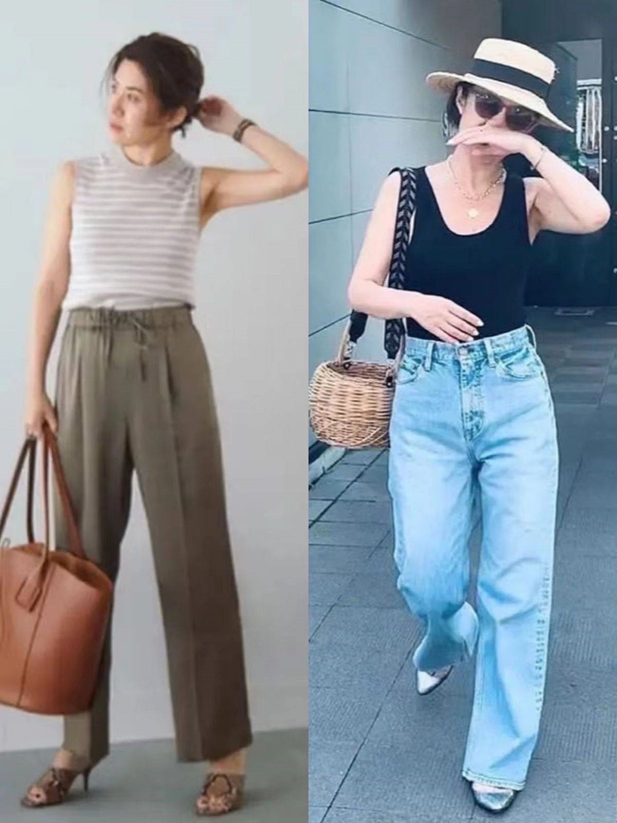 45岁女人穿直筒裤还是穿阔腿裤,中年女人穿阔腿裤直筒裤最合适