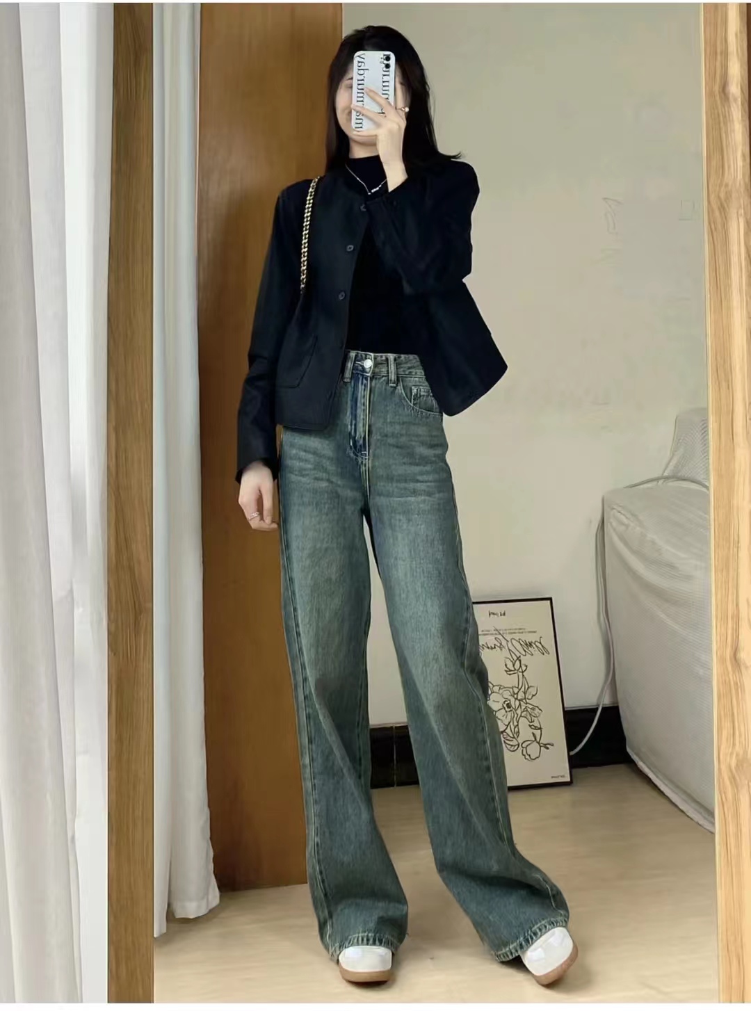 冬季黑色皮衣加棉高级感穿搭,黑色皮衣穿搭女秋冬