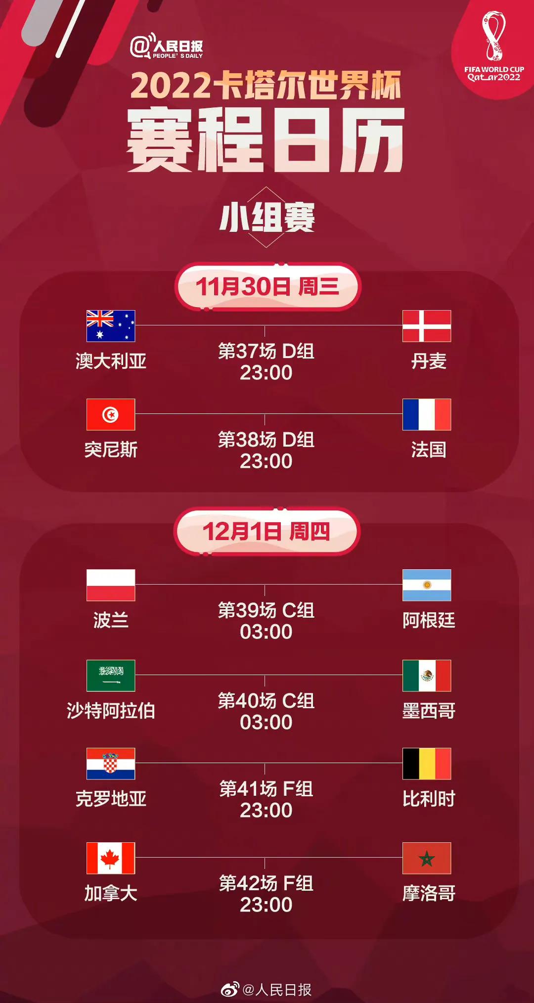 2022卡塔尔世界杯比赛日程表图片,2022卡塔尔世界杯赛程